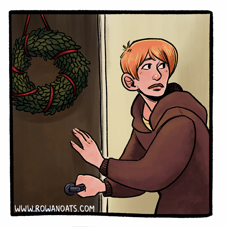Panel ten. They leave the apartment, silently closing the door behind them.
